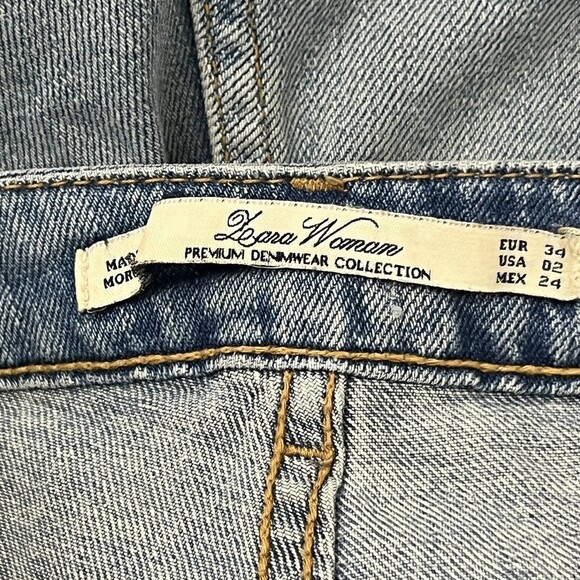 Zara Womens Size 2 Denim Blue Jean Loose Fit Shorts - Picture 3 of 4